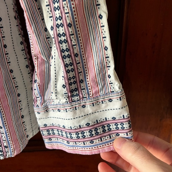 Wrangler Retro Western Snap Button Shirt L Aztec Cowboy Rodeo Boho Cotton - Picture 3 of 12